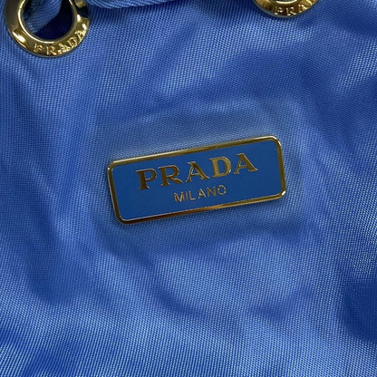 Prada Pouch Light Blue Black Drawstring Foldable Leather — view 5