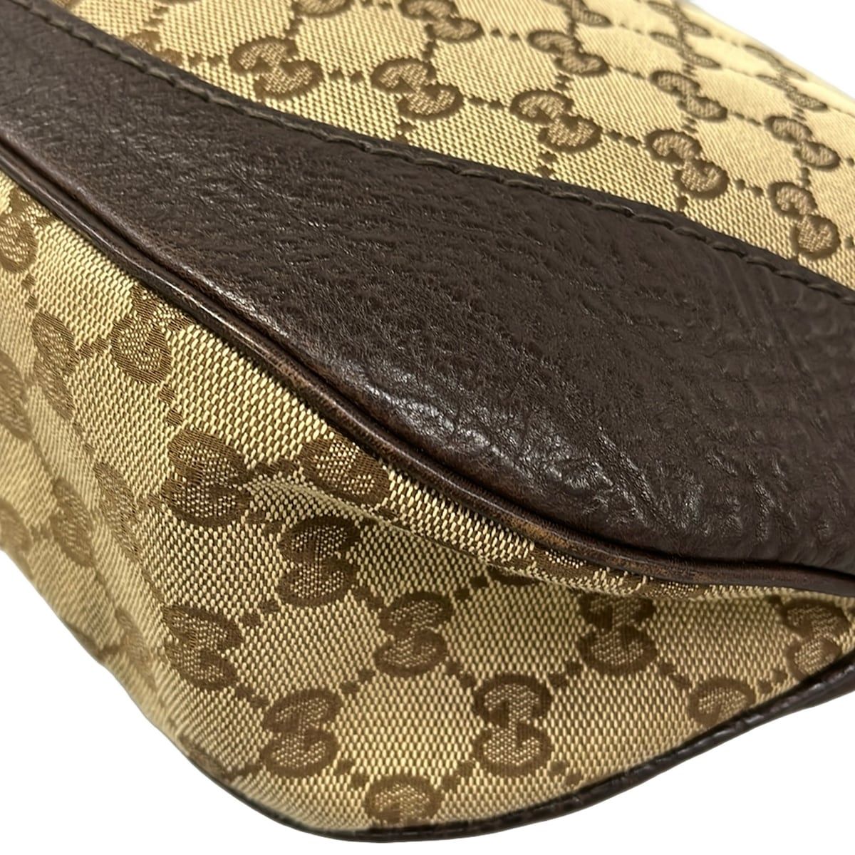Gucci Shoulder Bag Charlotte GG Pattern Dark Brown Beige Leather — view 6