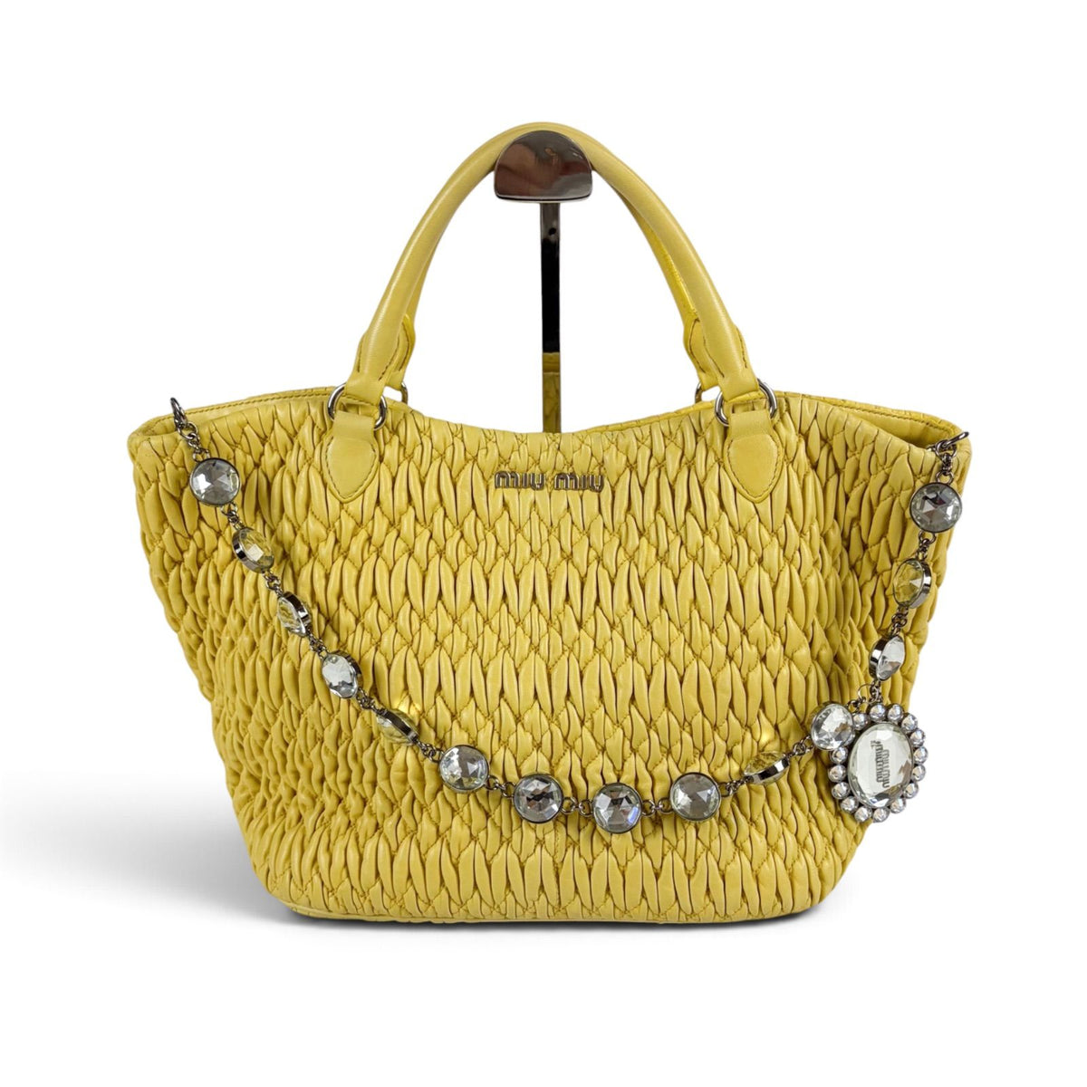 Miu Miu Matelasse Leather Nappa Crystal 2-Way Hand Tote — view 2