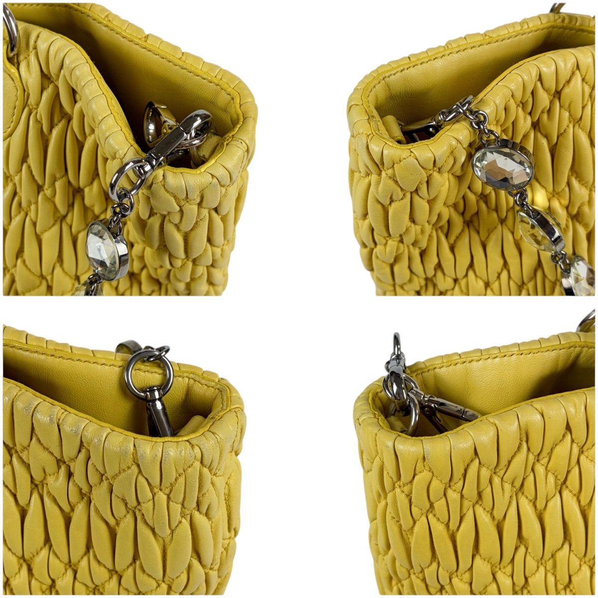 Miu Miu Matelasse Leather Nappa Crystal 2-Way Hand Tote — view 5