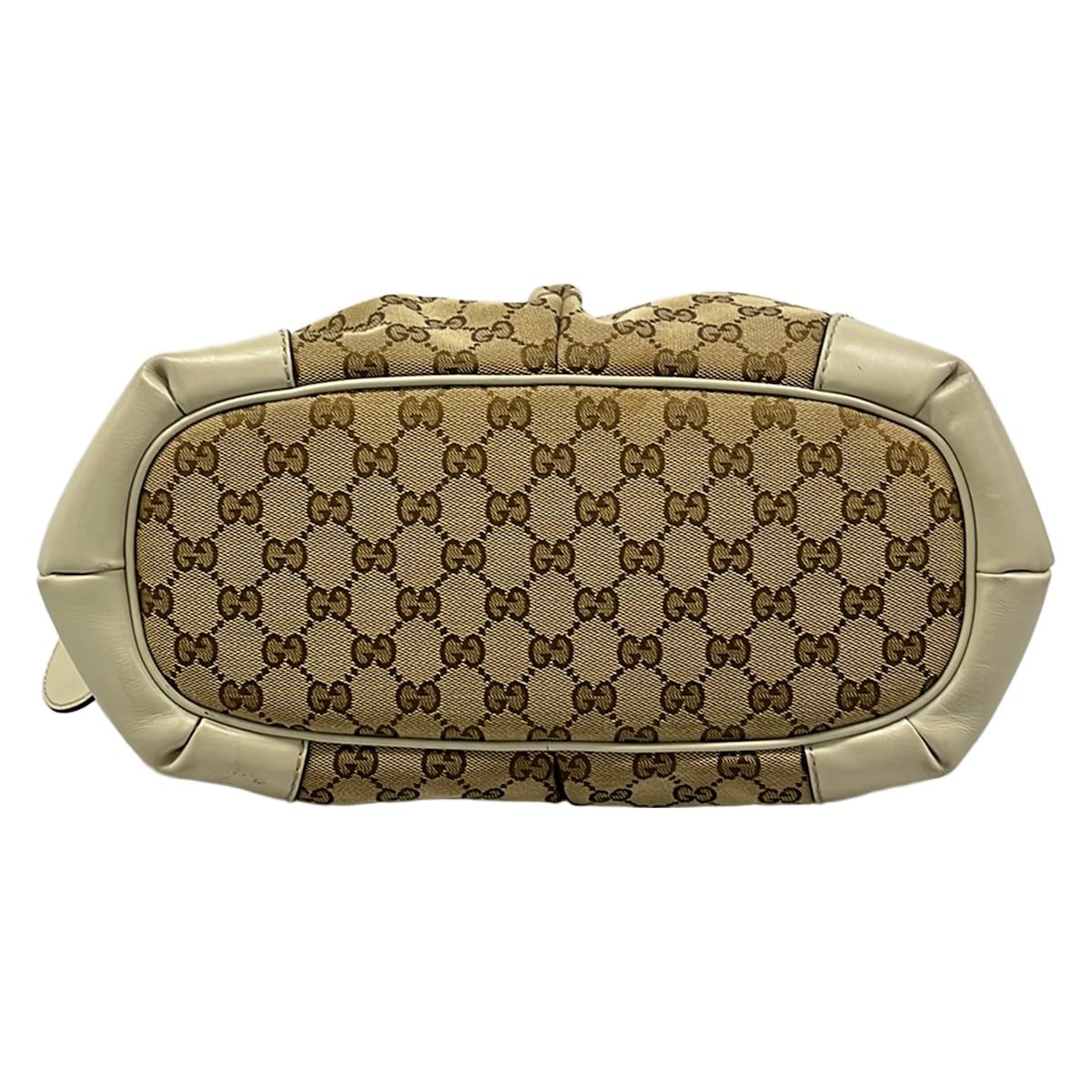 Gucci Handbag Dark Brown Beige Ivory Leather — view 5