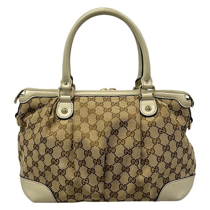 Gucci Handbag Dark Brown Beige Ivory Leather — view 3