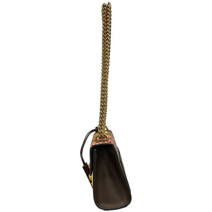 Gucci Shoulder Bag Padlock Small GG Supreme Dark Brown Beige Multi Chain Tiger — view 4