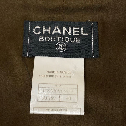 Chanel Dress M Dark Brown Zip Up Check Wool 40 — view 3