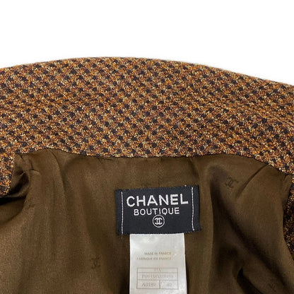 Chanel Dress M Dark Brown Zip Up Check Wool 40 — view 7