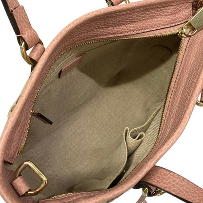 Gucci Handbag GG Pattern Bree Dark Brown Beige Pink Leather — view 7