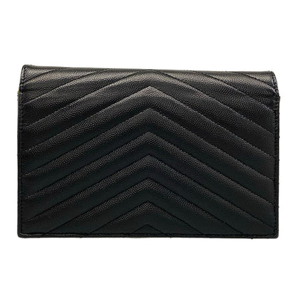 Saint Laurent Paris Wallet Cassandra Envelope Chain Black Leather Shoulder Bag — view 2