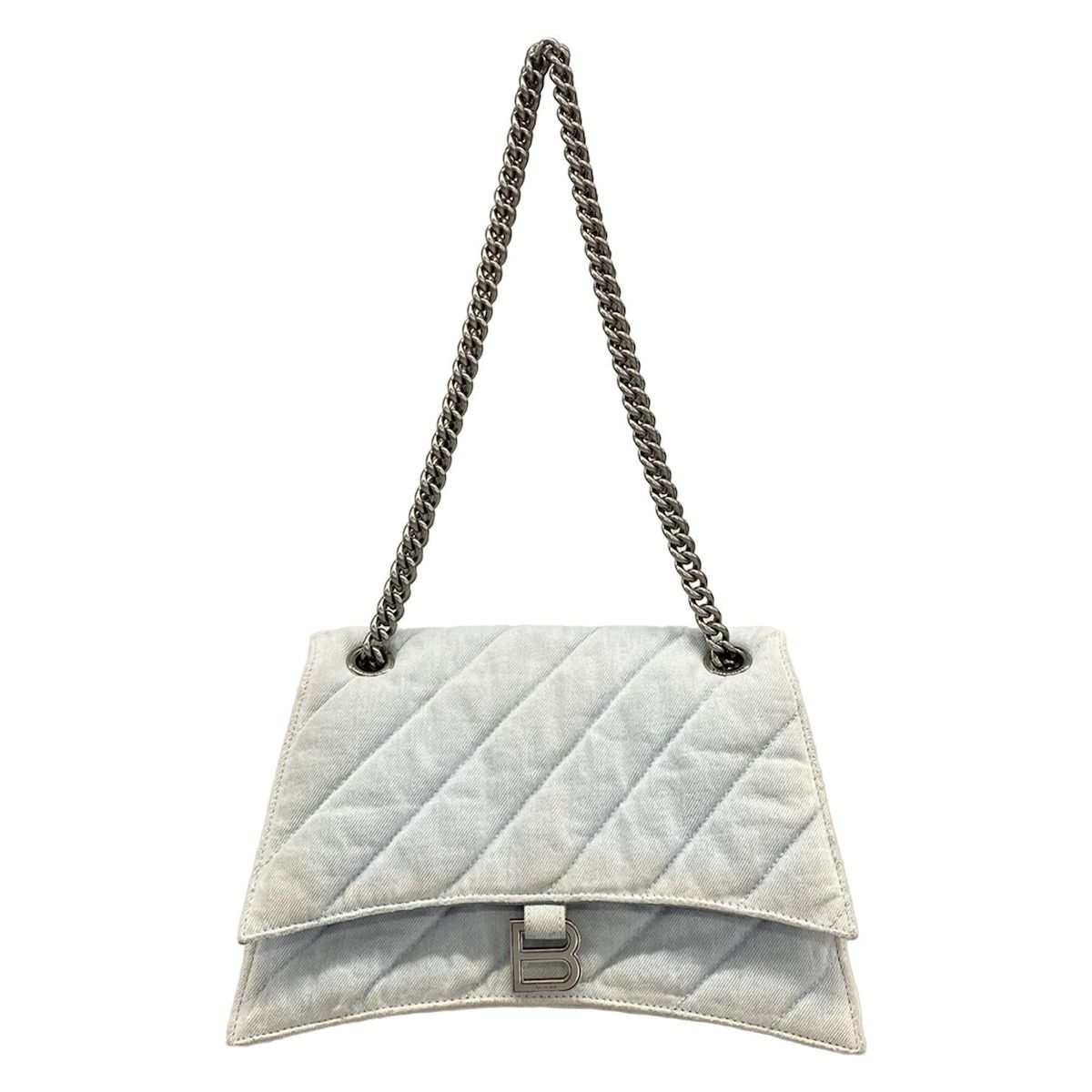 Balenciaga Shoulder Bag Crush Medium Light Blue Chain