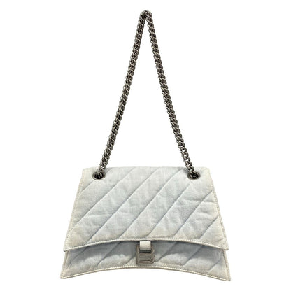 Balenciaga Shoulder Bag Crush Medium Light Blue Chain