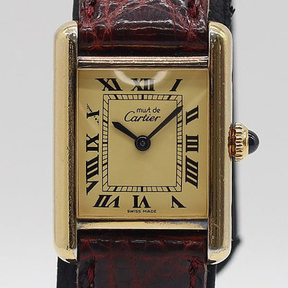 Cartier Class Must Tank 925 Sterling Silver Ivory Dial Manual Wind Watch