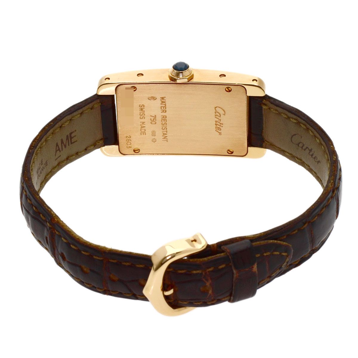 Cartier Tank Americanine SM Watch 18k Pink Gold Leather — view 7