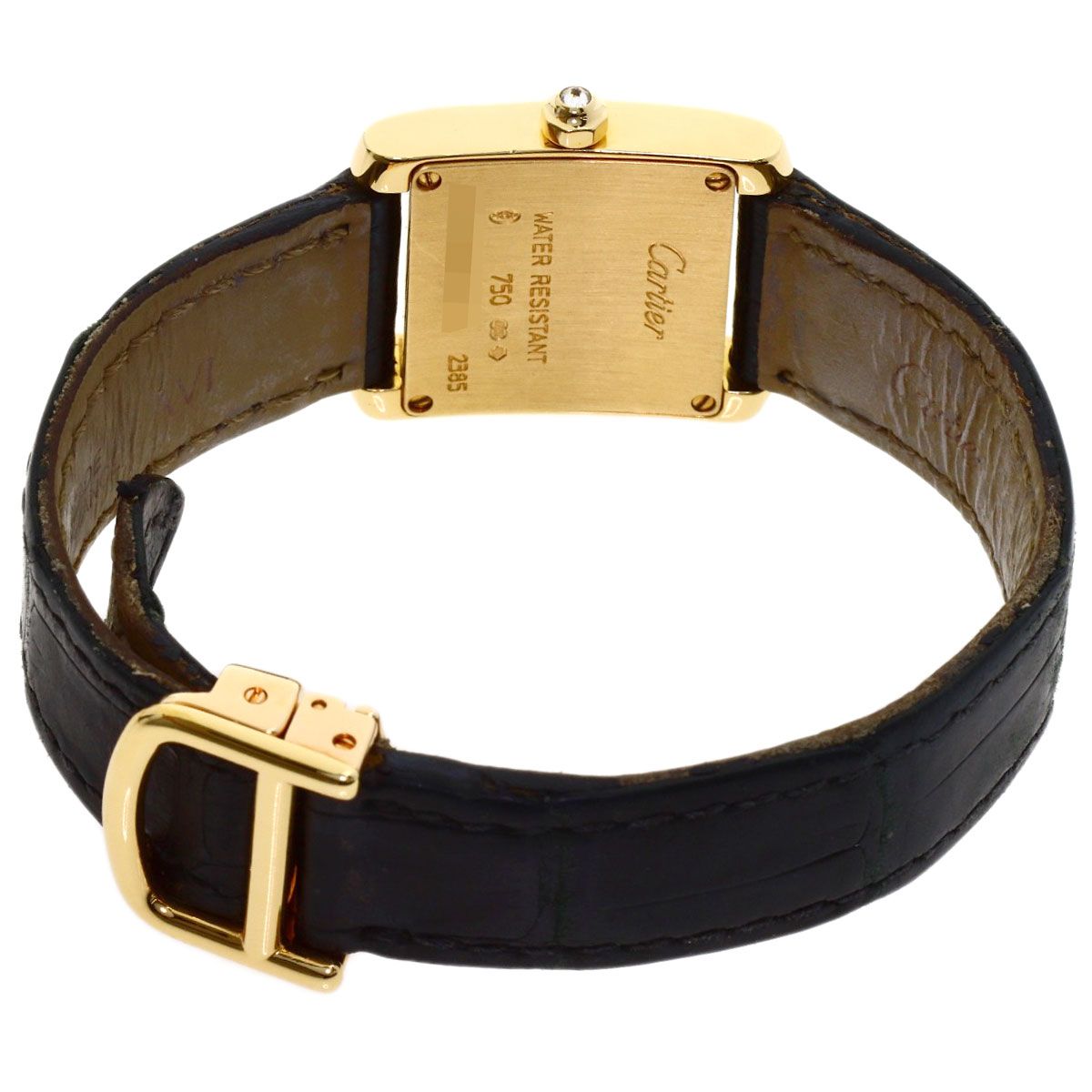 Cartier Tank Francaise SM Diamond Bezel Watch 18k Yellow Gold Leather — view 7