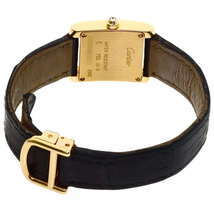 Cartier Tank Francaise SM Diamond Bezel Watch 18k Yellow Gold Leather — view 7