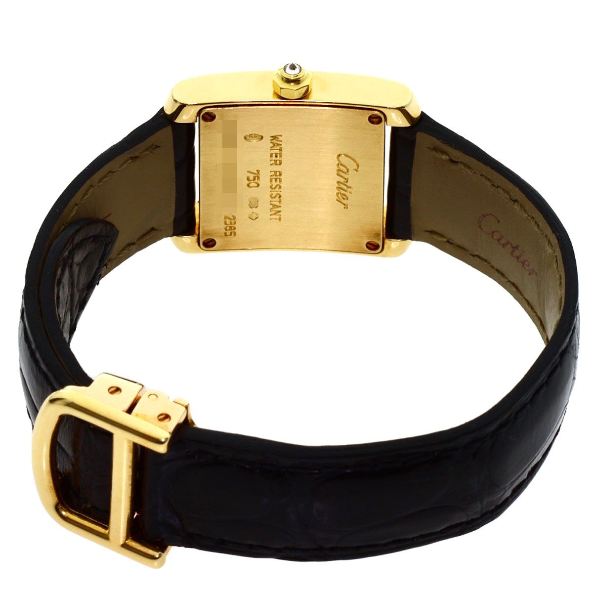 Cartier Tank Francaise SM Diamond Bezel Watch 18k Yellow Gold Leather — view 7
