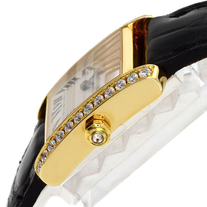 Cartier Tank Francaise SM Diamond Bezel Watch 18k Yellow Gold Leather — view 5