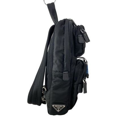 Prada Shoulder Bag Black Navy Multi Leather — view 2
