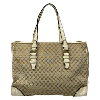Celine Tote Bag Macadam Pattern Gray Beige Ivory Embossed Leather — view 3