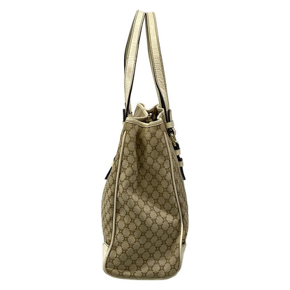 Celine Tote Bag Macadam Pattern Gray Beige Ivory Embossed Leather — view 4