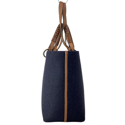Loewe Tote Bag Love Anagram Small Navy Brown White 2-Way Wool — view 2