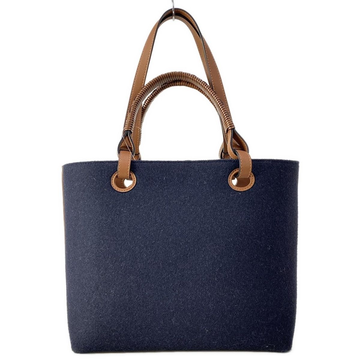Loewe Tote Bag Love Anagram Small Navy Brown White 2-Way Wool — view 3