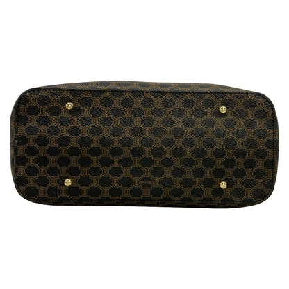 Celine Shoulder Bag Macadam Pattern Circle Logo Black Brown Leather — view 5