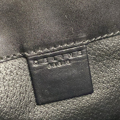 Celine Shoulder Bag Macadam Pattern Circle Logo Black Brown Leather — view 8