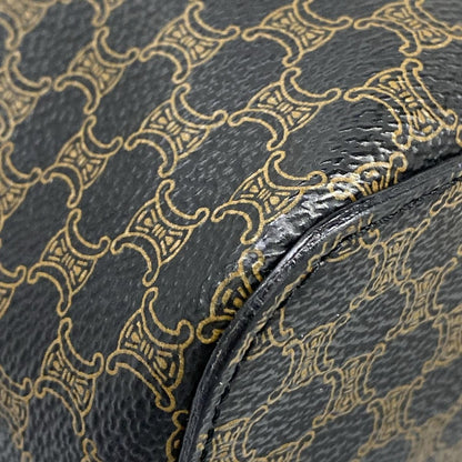 Celine Shoulder Bag Macadam Pattern Circle Logo Black Brown Leather — view 6