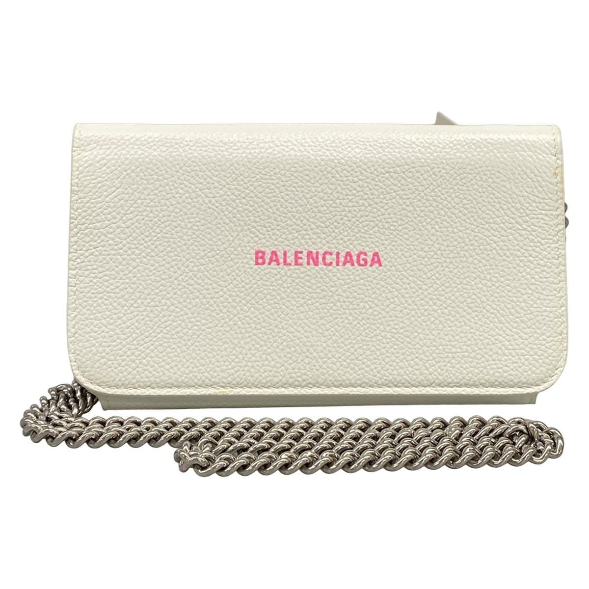 Balenciaga Shoulder Bag Everyday White Pink Smartphone Pochette Chain Leather