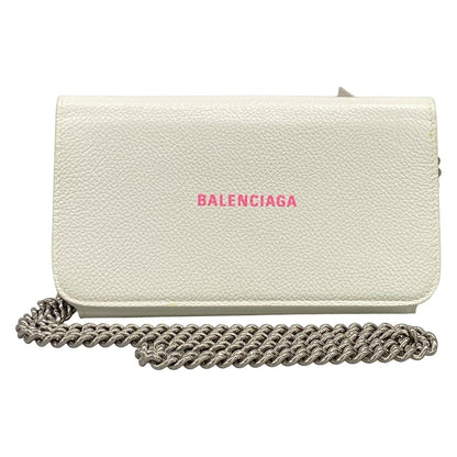Balenciaga Shoulder Bag Everyday White Pink Smartphone Pochette Chain Leather