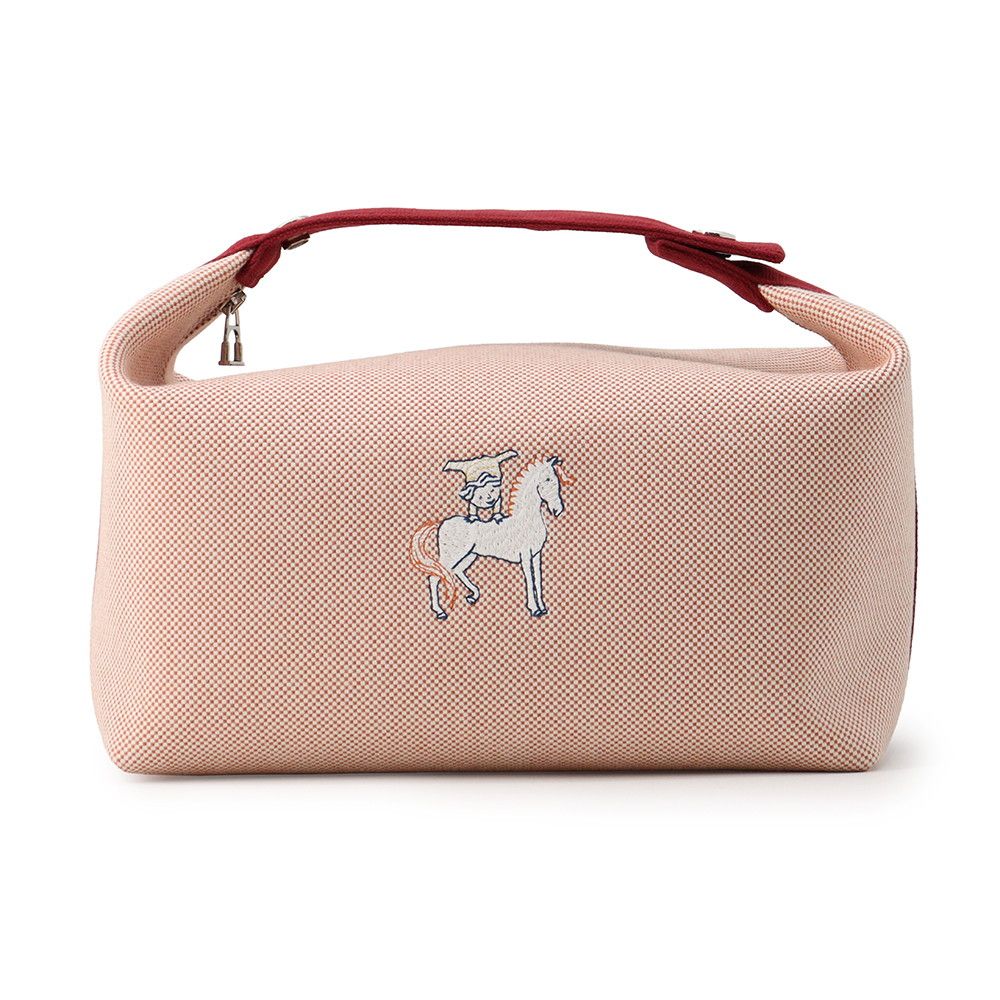 Hermes Handbag Bride-a-Brac GM Cabriole Terracotta Silver Canvas Pouch