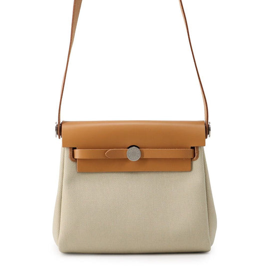 Hermes Shoulder Bag Herbag Zip Mini Natural Sable Beton Silver Toile H Vache
