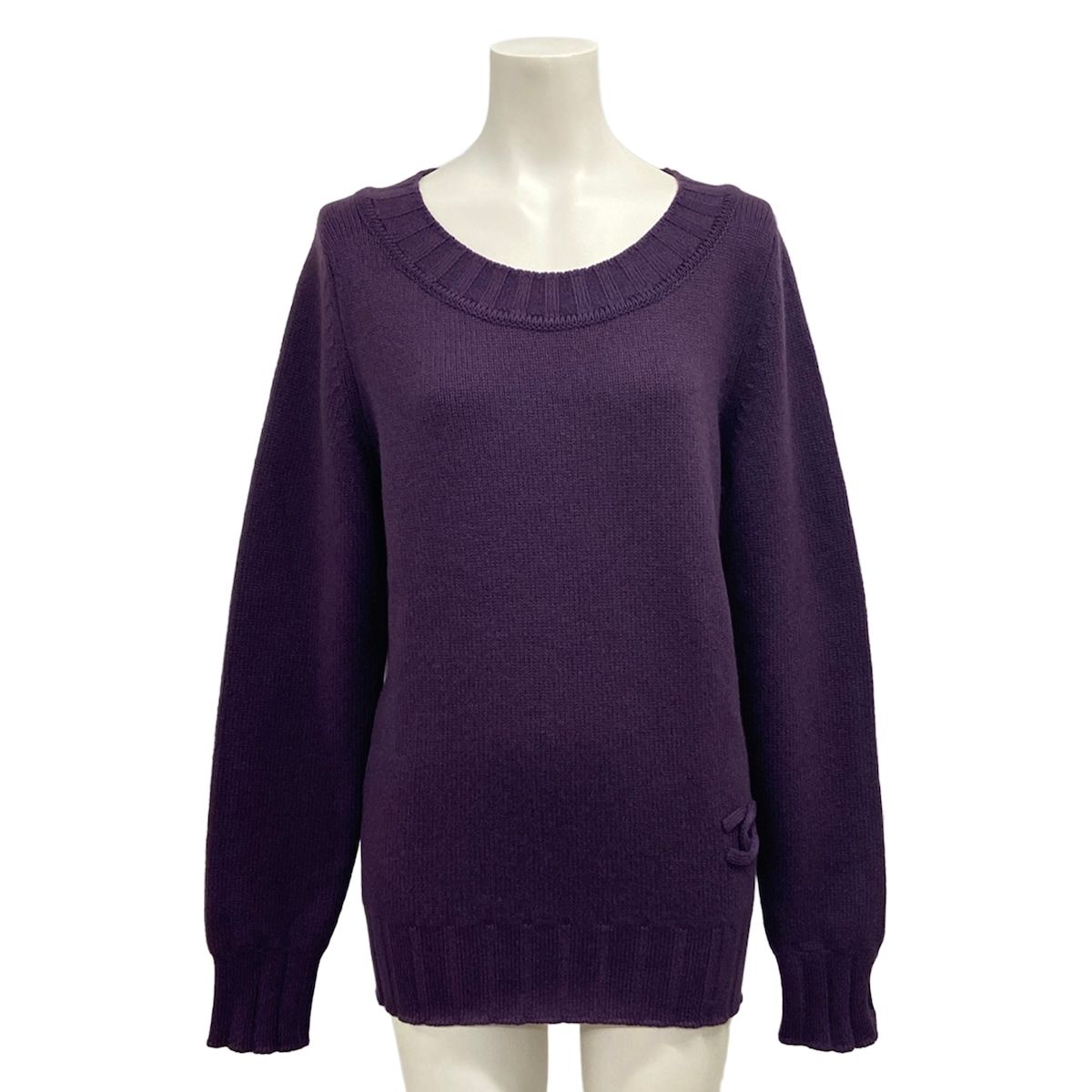 Chanel Long Sleeve Sweater M Purple CC Logo Cashmere 38