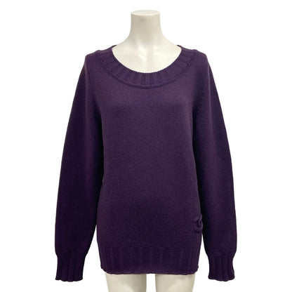 Chanel Long Sleeve Sweater M Purple CC Logo Cashmere 38