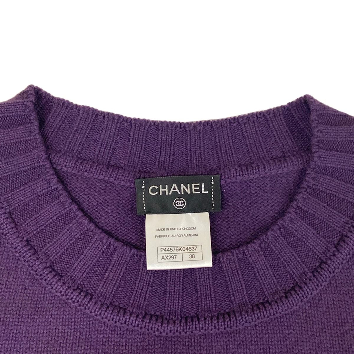 Chanel Long Sleeve Sweater M Purple CC Logo Cashmere 38 — view 7