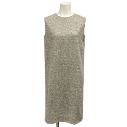 Hermes Dress S Gray Sleeveless Knee-length Herringbone Wool Cashmere 34