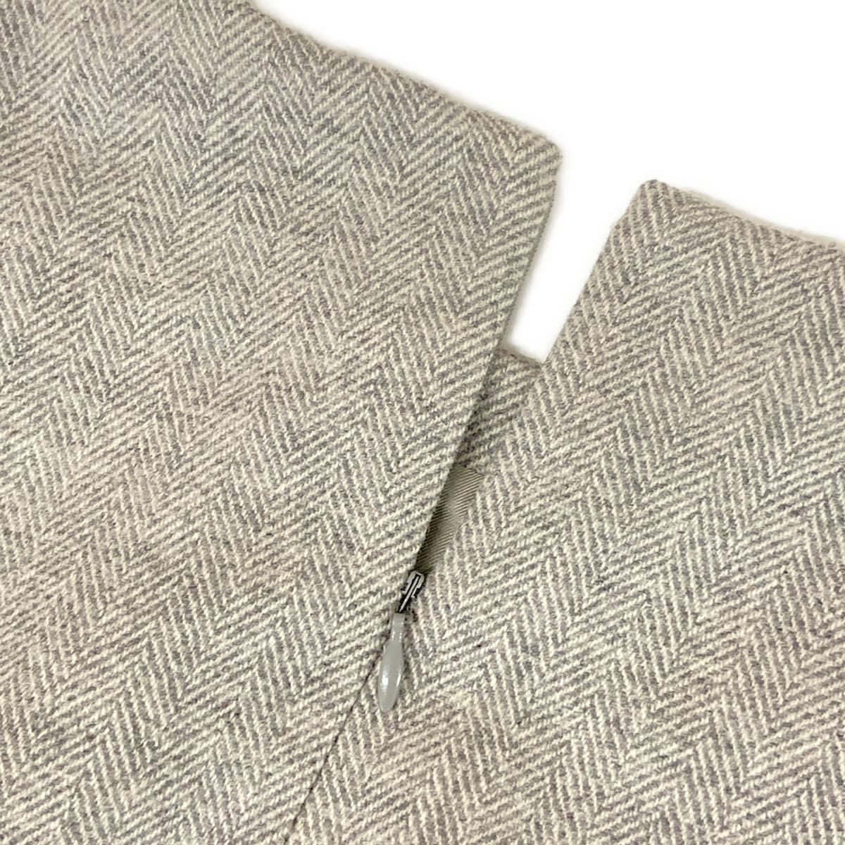 Hermes Dress S Gray Sleeveless Knee-length Herringbone Wool Cashmere 34 — view 8
