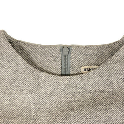 Hermes Dress S Gray Sleeveless Knee-length Herringbone Wool Cashmere 34 — view 6