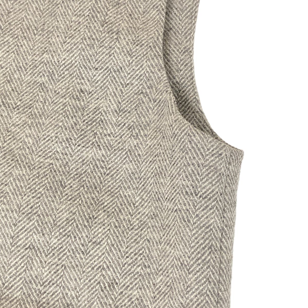 Hermes Dress S Gray Sleeveless Knee-length Herringbone Wool Cashmere 34 — view 7