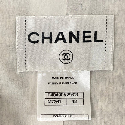 Chanel Jacket L Black White Multi Three Quarter Sleeve Tweed Cotton 42 — view 3