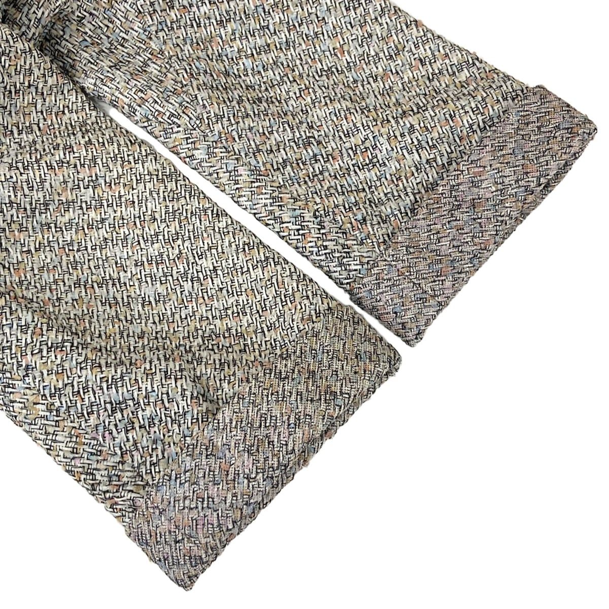Chanel Jacket L Black White Multi Three Quarter Sleeve Tweed Cotton 42 — view 5