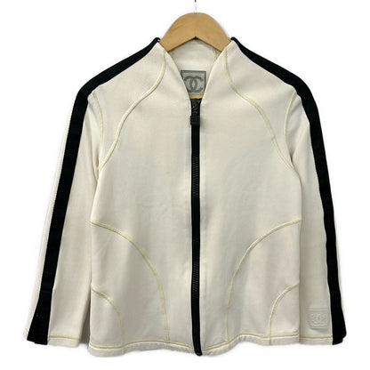 Chanel Jersey M Sport Line Ivory Black IDENTIFICATION T-Shirt 40