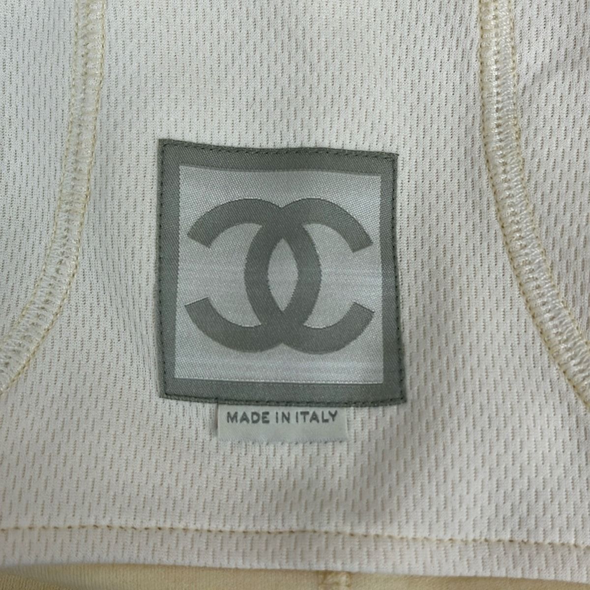Chanel Jersey M Sport Line Ivory Black IDENTIFICATION T-Shirt 40 — view 3