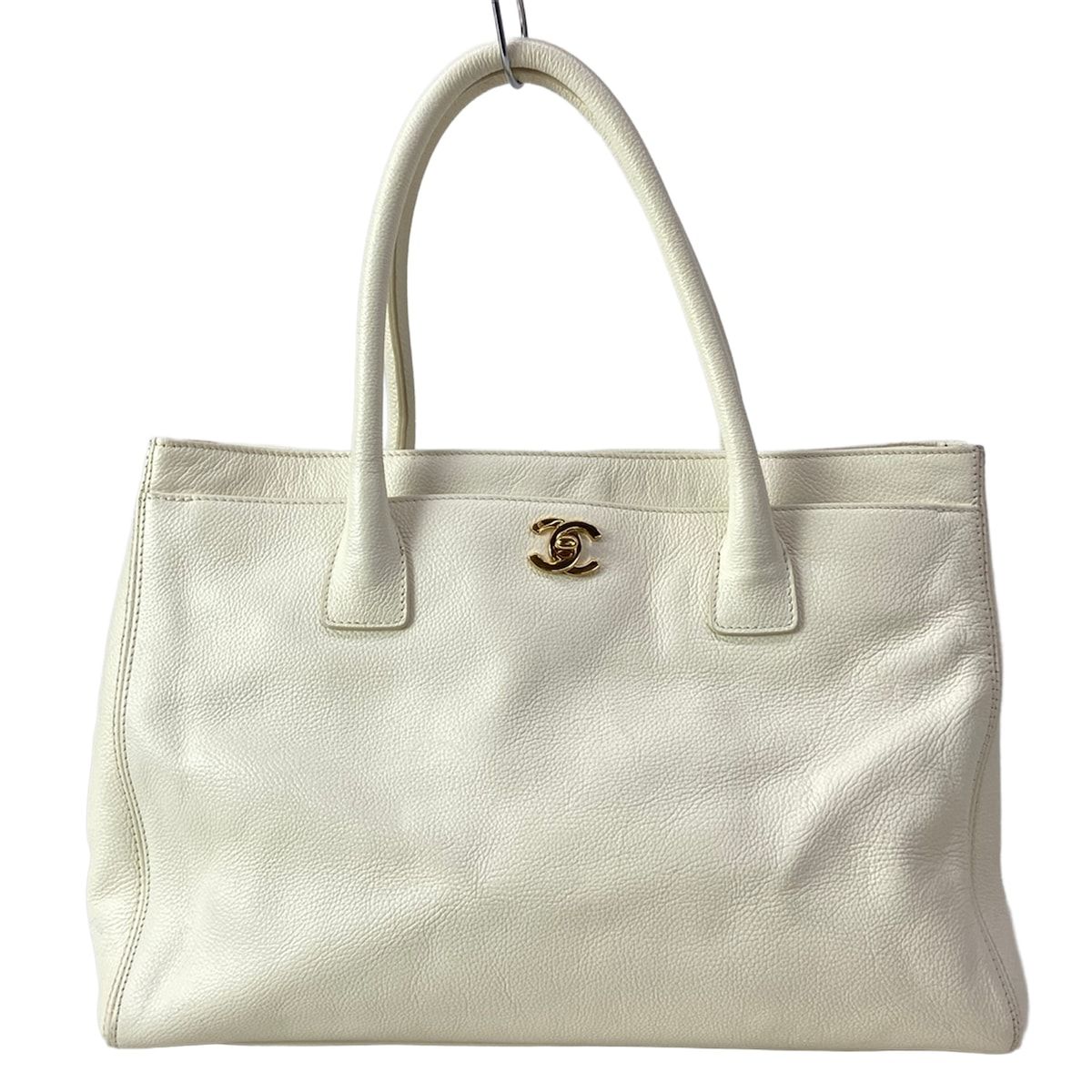 Chanel Tote Bag Executive Line Ivory Gold Leather