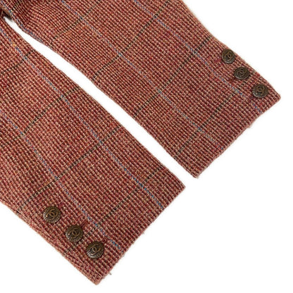 Chanel Jacket M Red Dark Brown Multi Shoulder Pad Long Sleeve Check Wool 38 — view 5