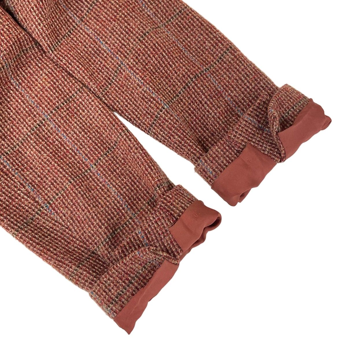 Chanel Jacket M Red Dark Brown Multi Shoulder Pad Long Sleeve Check Wool 38 — view 6