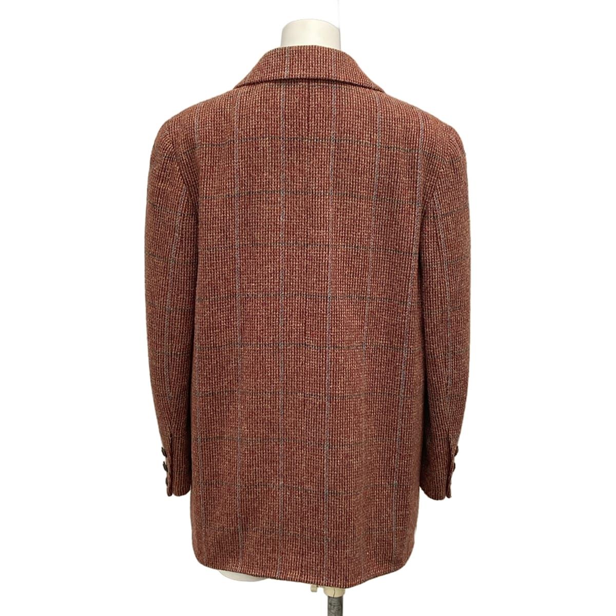 Chanel Jacket M Red Dark Brown Multi Shoulder Pad Long Sleeve Check Wool 38 — view 2