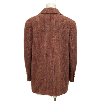Chanel Jacket M Red Dark Brown Multi Shoulder Pad Long Sleeve Check Wool 38 — view 2