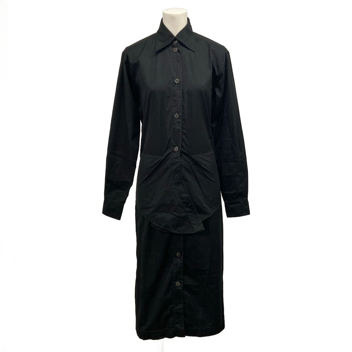 Hermes Dress S Martin Margiela Era Black Shirt Long Sleeve Length Cotton 34