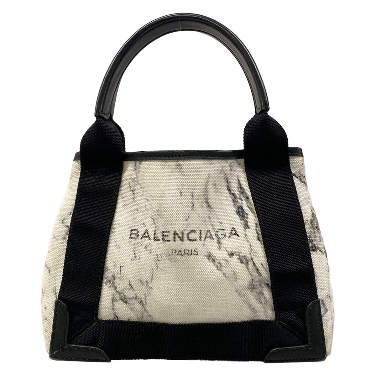 Balenciaga Tote Bag Navy Cabas XS White Black Leather