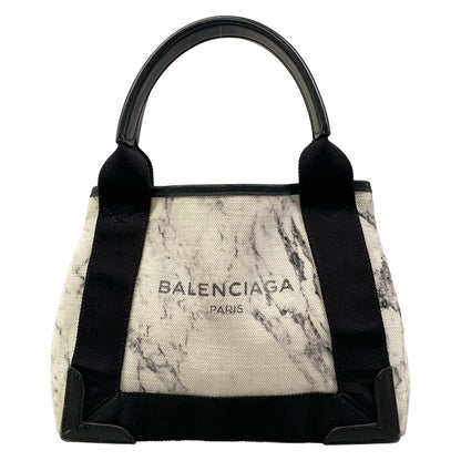 Balenciaga Tote Bag Navy Cabas XS White Black Leather